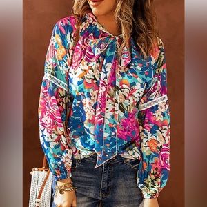 Floral puff sleeve blouse